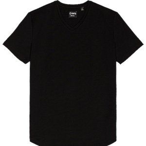 X-CUTS CREW CURVE HEM BLACK SHORT SLEEVE V-NECK
